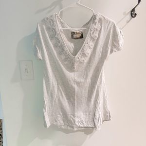 Heather gray v-neck with details Anthropologie